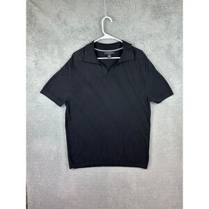 Banana Republic Men's Polo Shirt Sz L Fitted Pima Cotton Black Short Sleeves